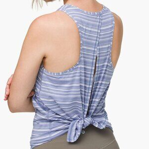 Lululemon All Tied Up Tank Cut Back Stripe Tempest Blue White